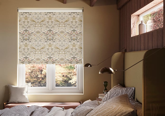 William Morris At Home Strawberry Thief, Ochre - Twist&Fit Roller Blind - Image 3